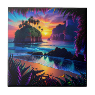Fantasy Tropical Beach Drie Tegeltje