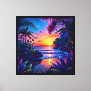 Fantasy Tropical Beach Two Canvas Afdruk