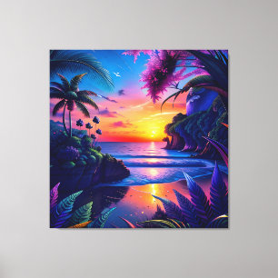 Fantasy Tropical Beach Two Canvas Afdruk