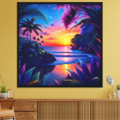 Fantasy Tropical Beach Two Canvas Afdruk (Insitu (Woonkamer))