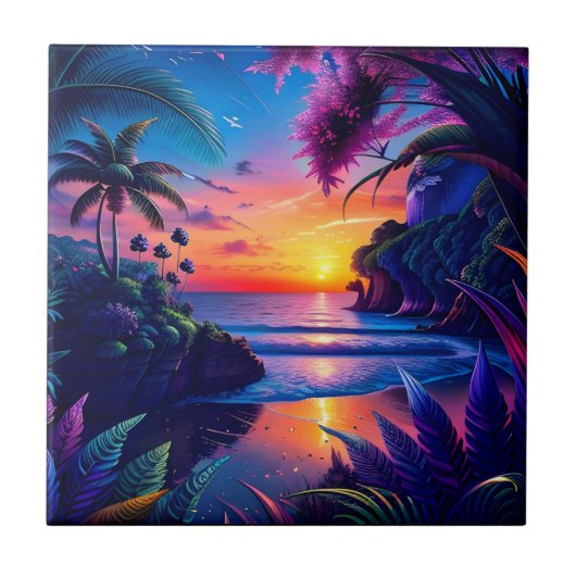 Fantasy Tropical Beach Two Tegeltje (Voorkant)