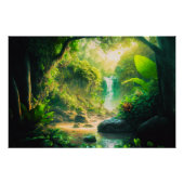 Fantasy Tropical Paradise Landscape met Waterval Perfect Poster (Voorkant)