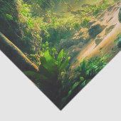 Fantasy Tropical Paradise Landscape met Waterval Tissuepapier (Detail)