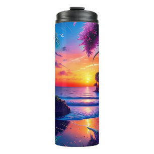 Fantasy Tropisch Strand Twee Thermosbeker
