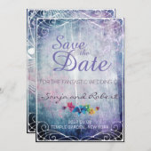 Fantasy trouw uitnodiging - Bewaar de datum (Voorkant / Achterkant)