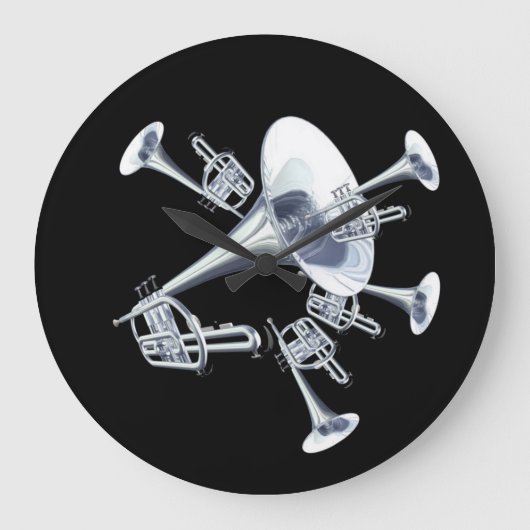 Fantasy Trumpets Music Lovers Wall Clock Grote Klok (Voorkant)