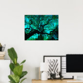 Fantasy Turquoise Tree Silhouette Poster (Thuiskantoor)