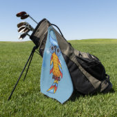 Fantasy Uil Grote Ronde ogen Blauw Hoofd op Cirkel Golfhanddoek (Groen)