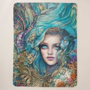 Fantasy Underwater Goddess Abstract Artwork Sherpa Deken