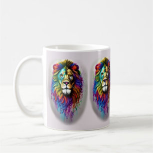 Fantasy verf druppel regenboog kleuren Leeuw Koffiemok
