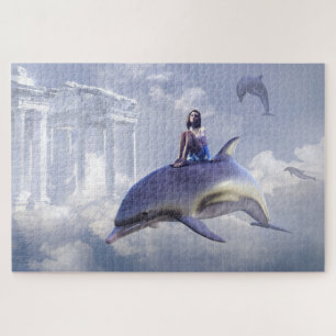 Fantasy Vliegende Dolfijn Paarse Legpuzzel