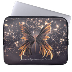 Fantasy Vlinder Goud Glitter Laptop Sleeve