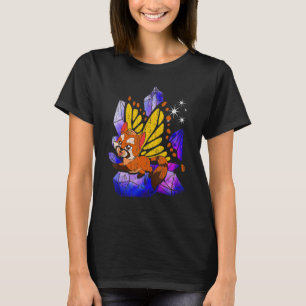 Fantasy Vlinder Kristallen Leuk Dier Rood Panda T-shirt