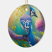 Fantasy Vogels Blauwe Jay Keramisch Ornament (Links)