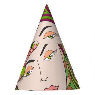 Fantasy Vrouw: Abstract Lentevolk. Feesthoedjes