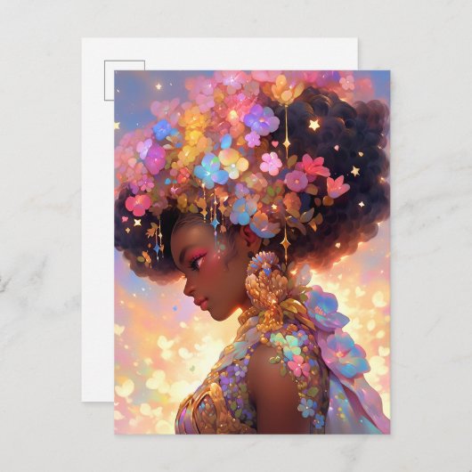 Fantasy Vrouw Afrikaanse Amerikaanse Kunst Briefkaart (Voorkant / Achterkant)