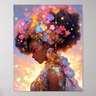 Fantasy Vrouw Afrikaanse Amerikaanse Kunst Poster