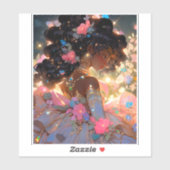 Fantasy Vrouw Afrikaanse Amerikaanse Kunst Sticker (Vel)