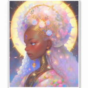 Fantasy Vrouw Afrikaanse Amerikaanse Kunst Sticker