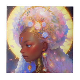 Fantasy Vrouw Afrikaanse Amerikaanse Kunst Tegeltje