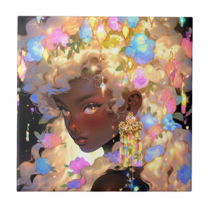 Fantasy Vrouw Afrikaanse Amerikaanse Kunst Tegeltje