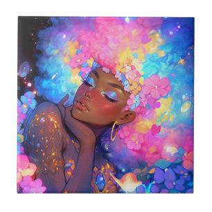 Fantasy Vrouw Afrikaanse Amerikaanse Kunst Tegeltje