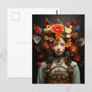 Fantasy Vrouw en Vlinders AI Kunst Briefkaart