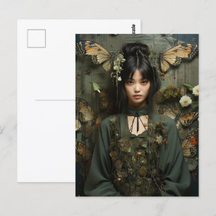 Fantasy Vrouw en Vlinders AI Kunst Briefkaart