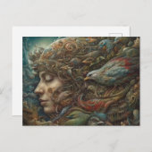 Fantasy Vrouw en Vogels Briefkaart (Voorkant / Achterkant)