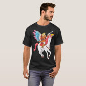 Fantasy Warrior op Unicorn T-shirt (Voorkant volledig)