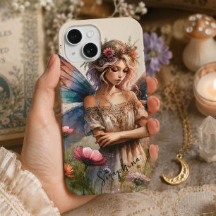 Fantasy Watercolor Fee met gepersonaliseerde naam iPhone 15 Hoesje