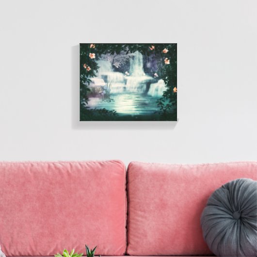 Fantasy Waterfall Cascade Canvas Afdruk (Insitu (Woonkamer))