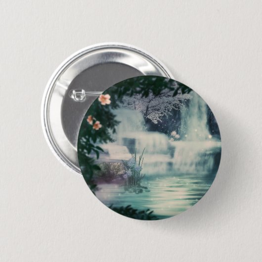 Fantasy Waterfall Cascade Ronde Button 5,7 Cm (Voorkant /achterkant)