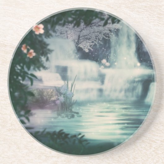 Fantasy Waterfall Cascade Zandsteen Onderzetter (Voorkant)
