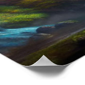 Fantasy Waterfall, Mountain en Forest Natuur Art Poster (Hoek)