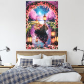 Fantasy Waterverf kunst van Lantern-Lit  boot Canvas Afdruk (Insitu (Slaapkamer))