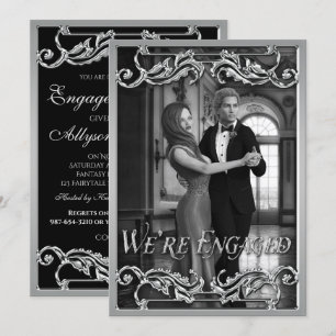 Fantasy Wedding Shiny Silver Classical Verloving Kaart