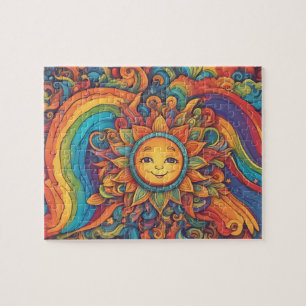 Fantasy wereld kleurrijke zon legpuzzel