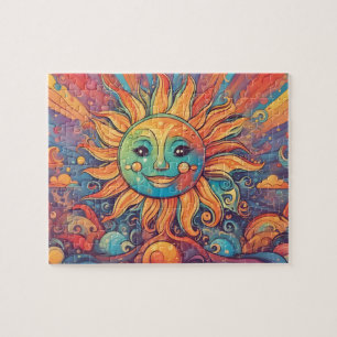 Fantasy wereld kleurrijke zon legpuzzel