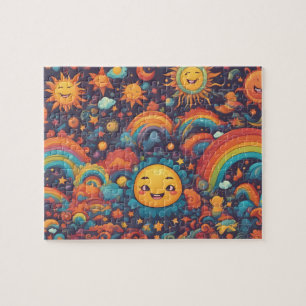 Fantasy wereld kleurrijke zon legpuzzel