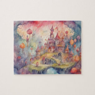 Fantasy Wereld Waterverf Kleurrijk Kasteel Legpuzzel