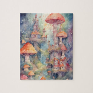 Fantasy Wereld Waterverf Kleurrijk Kasteel Legpuzzel