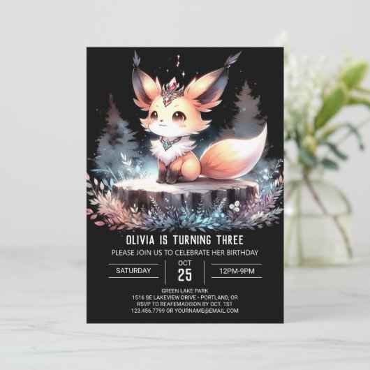 Fantasy Whimsy Fox Verjaardag digitaal Kaart (Staand voorkant)