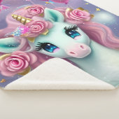 Fantasy White Baby Eenhoorn met roze Harten Sherpa Deken (3/4)
