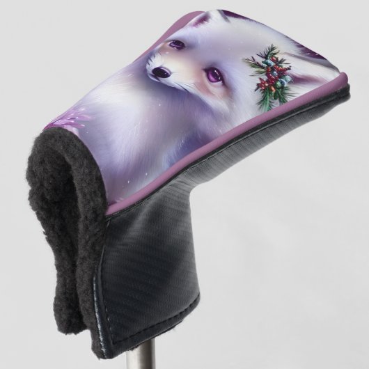 Fantasy White Baby Fox met lavendelogen Golfheadcover (3/4 voorkant)