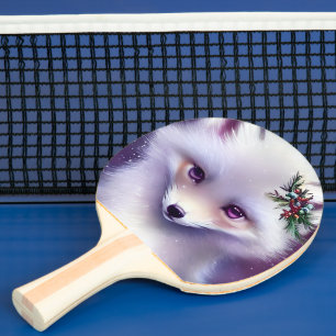 Fantasy White Baby Fox met lavendelogen Tafeltennisbatje