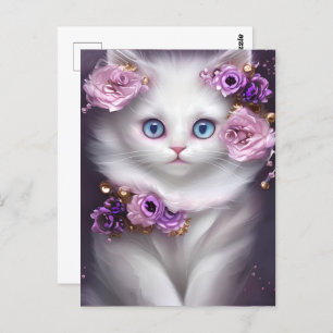 Fantasy White Cat Briefkaart