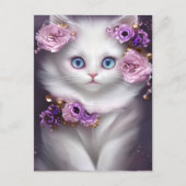 Fantasy White Cat Briefkaart (Voorkant)