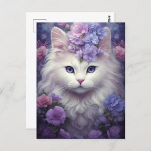 Fantasy White Cat Briefkaart