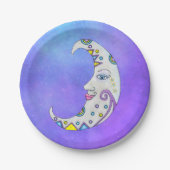 Fantasy White Crescent Moon Fancy Abstracte marker Papieren Bordje (Voorkant)